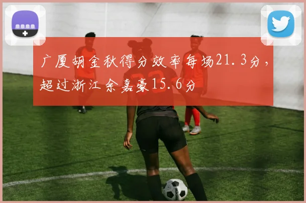广厦胡金秋得分效率每场21.3分，超过浙江余嘉豪15.6分